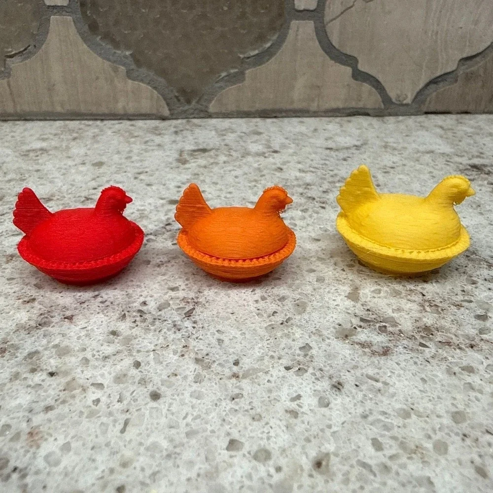 Hen On Nest Miniature 3D Printed lot of 3 trinket shelf‎ printer tray